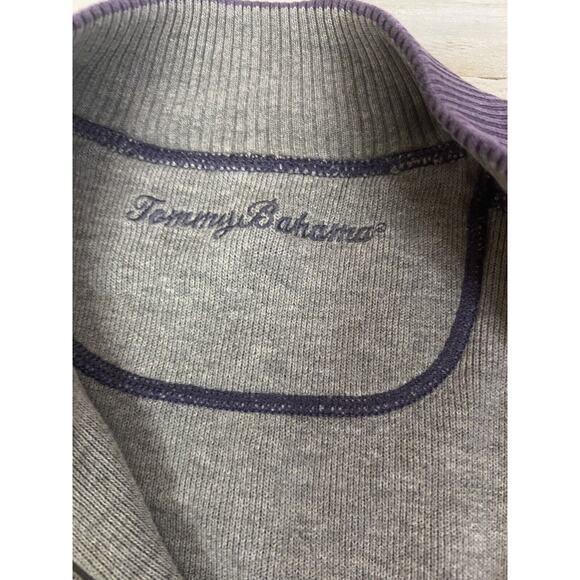 Tommy Bahama 1/4 Zip Mock Neck Reversible Sweater Mens Purple/Gray Large? - Picture 4 of 9